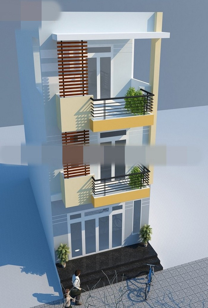 Nhà 3 tầng sử dụng gam màu sáng hiện đại, tươi trẻ với chi phí khoảng 600 triệu đồng. Ảnh: Kientrucnhaviet.