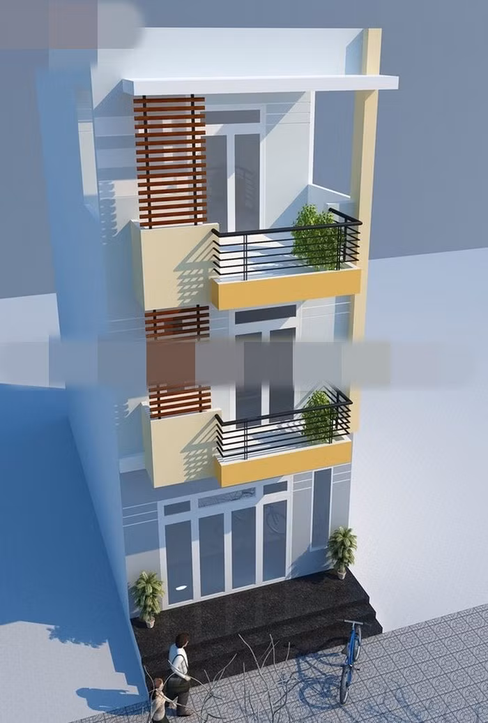 Nhà 3 tầng sử dụng gam màu sáng hiện đại, tươi trẻ với chi phí khoảng 600 triệu đồng. Ảnh: Kientrucnhaviet.