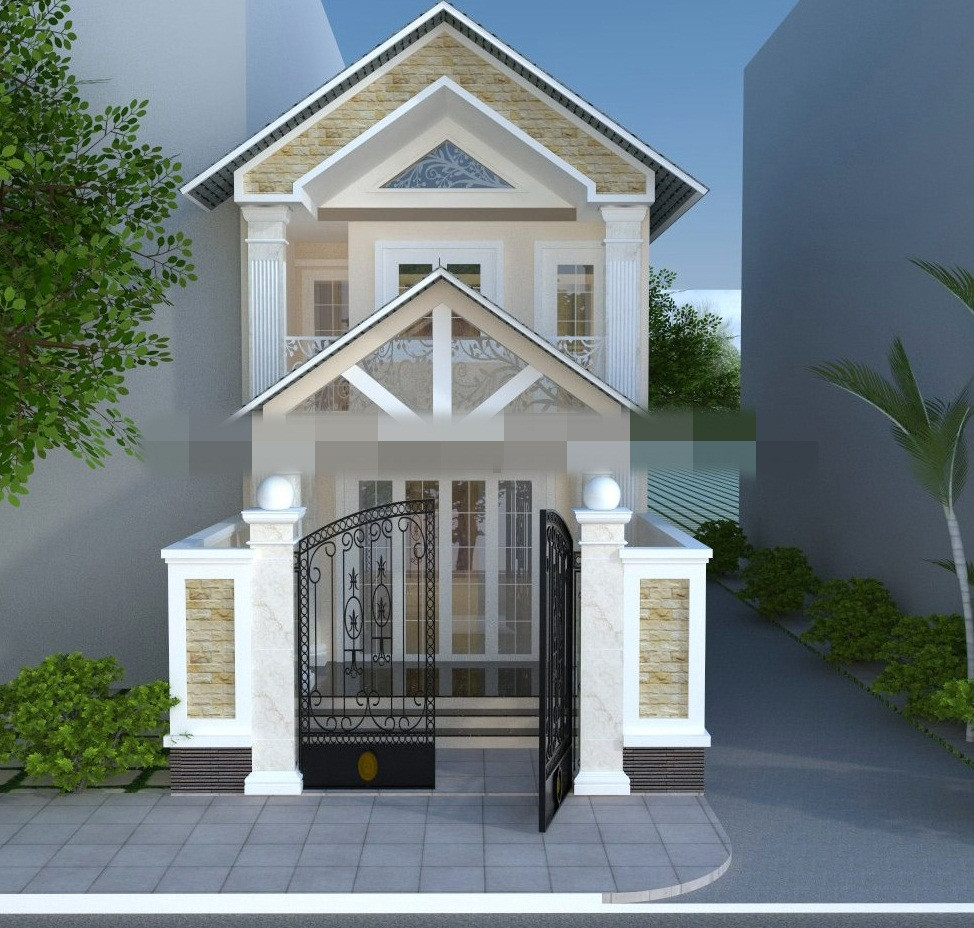 Nhà được xây lùi vào 1.8m làm nơi để xe. Tầng trệt gồm một phòng khách, một phòng ngủ và một phòng bếp. Ảnh: Kientrucnhapho.