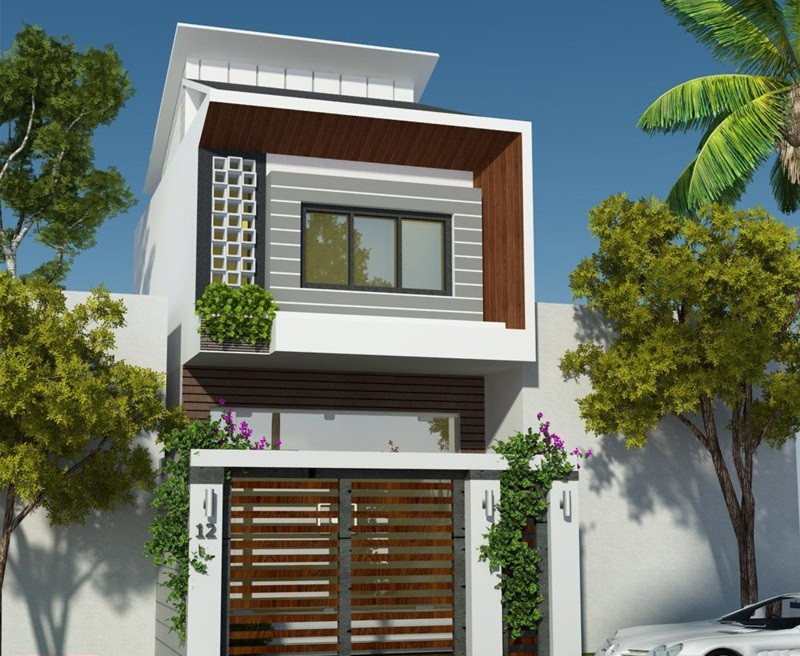 Nhà cấp 4 gác lửng phong cách tân cổ điển kiến trúc đơn giản với các hình khối, cột kèo khỏe khoắn. Ảnh: Doananhquoc.