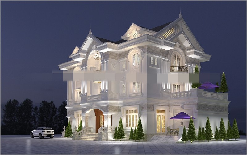 Biệt thự 3 tầng mang dáng dấp hiện đại, phảng phất nét đẹp hoài cổ. Ảnh: Nhalouis.