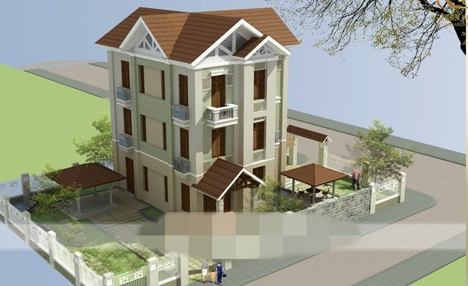 Thiết kế tiểu cảnh sân vườn bao quanh tôn lên vẻ đẹp sang trọng của biệt thự tân cổ điển. Ảnh: Greenhouse.