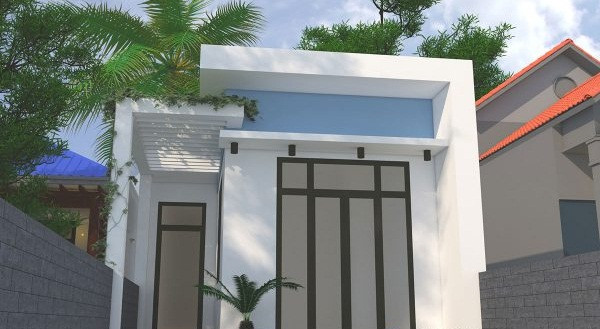 Để tiết kiệm chi phí, nhà 1 tầng mái bằng thiết kế rất đơn giản, không có gờ phào, phù hợp với nhu cầu sử dụng của 2 vợ chồng. Ảnh: Thietkethicongnhadep.