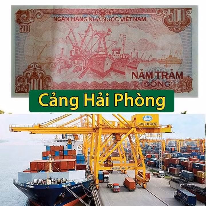 Cảng Hải Phòng - cụm cảng biển tổng hợp cấp quốc gia, lớn thứ 2 ở Việt Nam và lớn nhất miền Bắc xuất hiện trên tờ 500 đồng.