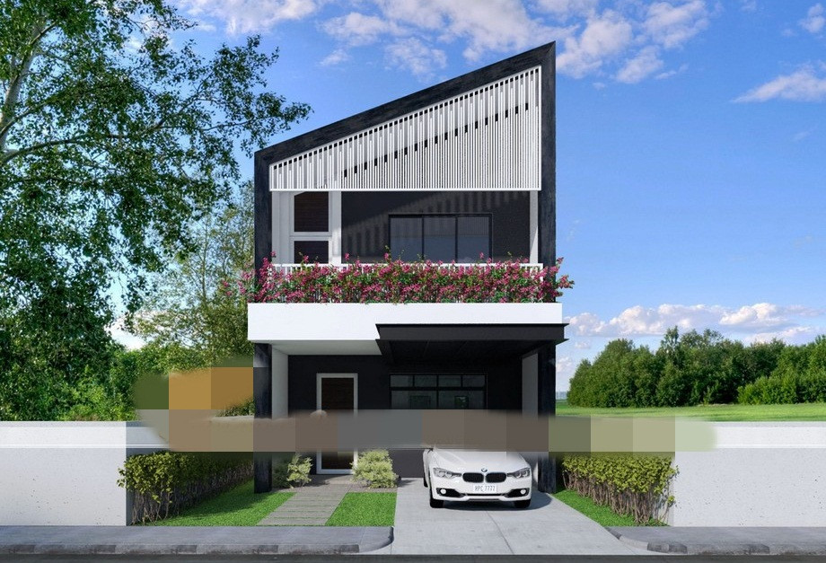 Ban công ngập sắc hoa và dàn mái che tinh tế giúp ngôi nhà vừa cá tính vừa dịu dàng. Ảnh: Vietnamarch.