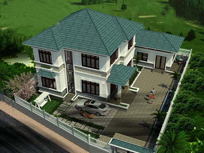 Mẫu thiết kế nhà hình vuông mái thái đơn giản nhưng đủ để thể hiện sự trẻ trung, phong cách. Ảnh: Ytuongnhadep.