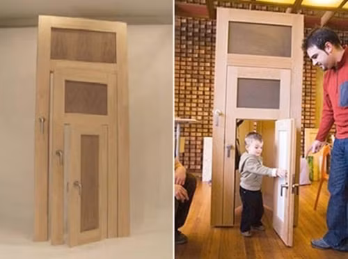 Cửa ra vào 3 trong 1 cho mỗi thành viên trong gia đình, thậm chí thành viên nhỏ tuôi nhất trong nhà cũng có thể tự mở cửa mà không cần trợ giúp.