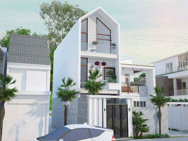 Mặt tiền ấn tượng với gạch bông gió. Ảnh: Internet.