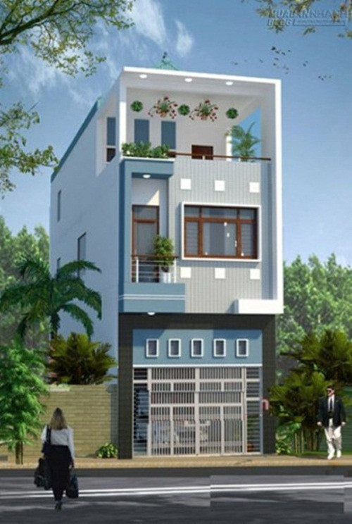 Do diện tích nhỏ nên chiều cao của nhà được hạ thấp xuống. Tầng 1 cao 3.3m và tầng 2, tầng 3 là 3m giúp tiết kiệm nhiều chi phí thi công. Ảnh: Thietkenhapho.