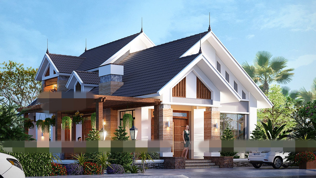 Mẫu thiết kế biệt thự 1,5 tầng kiến trúc hiện đại. Ảnh: Vinavic.