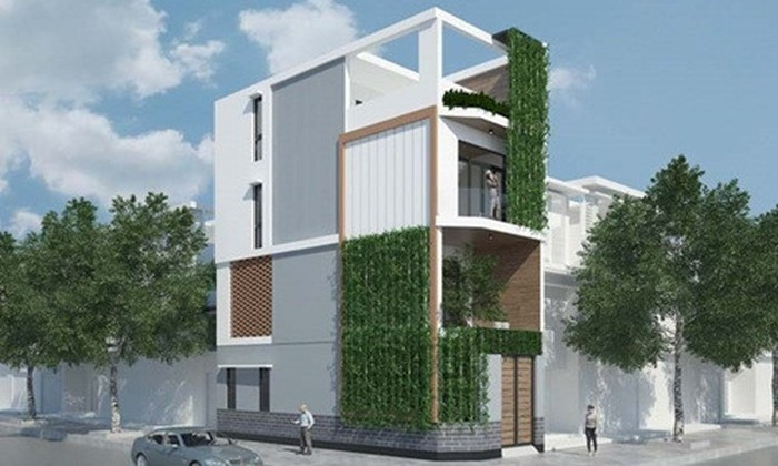 Mẫu thiết kế phù hợp trên diện tích đất từ 45 - 50m2. Tầng 1 để dành 17m2 để làm sân vườn. Ảnh: Ktshanoi.