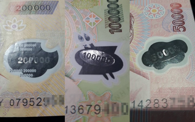 Kiểm tra yếu tố hình ẩn trong cửa sổ nhỏ. Cửa sổ nhỏ chỉ có ở 4 mệnh giá 500.000 đồng, 200.000 đồng, 100.000 đồng và 50.000 đồng, là chi tiết nền nhựa trong suốt và đặt tại phía trên bên trái mặt trước hoặc phía trên bên phải mặt sau tờ tiền.