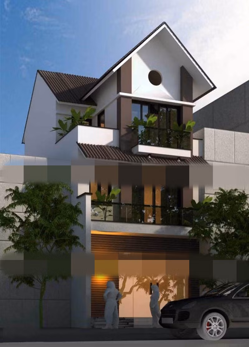 Nhà thoáng rộng, tràn ngập ánh sáng và gió nhờ hệ thông tầng có giếng trời. Ảnh: Xaydungnamlong.