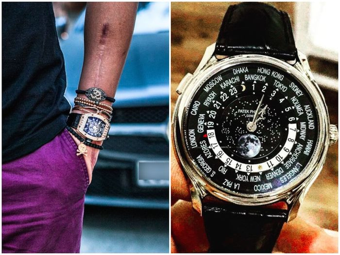 Chiếc đồng hồ Patek Philippe - World Time Moon (bên phải) có giá khoảng 46.000 Franc Thụy Sỹ (tương đương hơn 1 tỷ đồng). Ảnh: Bestie.