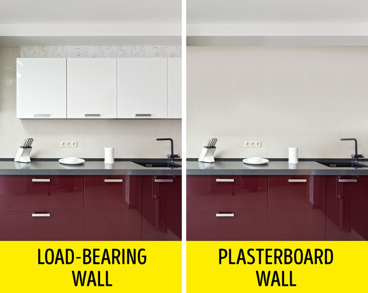  Ngăn kéo nặng gắn trên tường mỏng. Bạn chỉ có thể treo giá và ngăn kéo lên tường chịu lực. Một bức tường thạch cao sẽ không chịu được sức nặng. Vì vậy, không nên mạo hiểm.