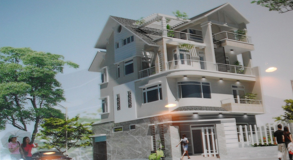 Hệ lam che nắng cũng là giàn dây leo tăng phần cây xanh cho ngôi nhà. Các khung lam mặt tiền trước nhà cách điệu và phần dưới ốp đá tăng vẻ mạnh mẽ cho ngôi nhà. Ảnh: Noithatxanh.