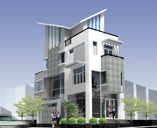 Mái nhà thiết kế cách điệu như cánh chim đang tung cánh giữa bầu trời. Ảnh: Noithatxanh.