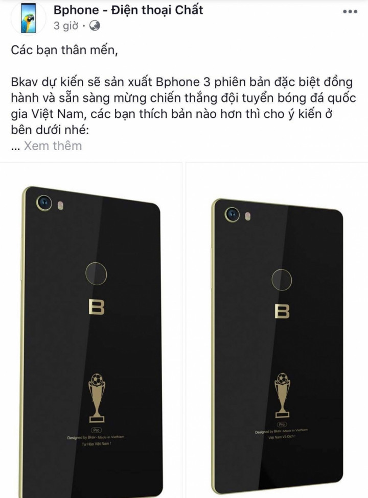 Bphone 3 phien ban gioi han co vu doi tuyen Viet Nam sap xuat hien
