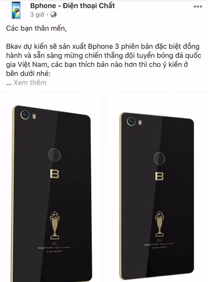 Bphone 3 phien ban gioi han co vu doi tuyen Viet Nam sap xuat hien