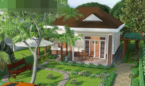 Sân vườn hàng rào được sử dụng chủ yếu là bằng cây cỏ tạo cảm giác gần gũi với thiên nhiên. Ảnh: Thietkethicongnhadep.