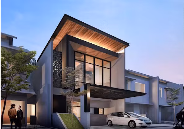 Ngôi nhà ghi điểm với hệ mái đưa ra kết hợp hiệu ứng chiếu sáng khiến nó có cảm giác bay bổng, nhẹ nhàng hơn. Ảnh: Baou.