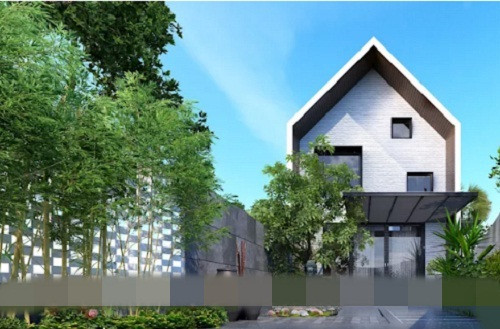 Nhà mái dốc vừa mang kiến trúc quen thuộc vừa hiện đại. Ảnh: Kientrucuk.