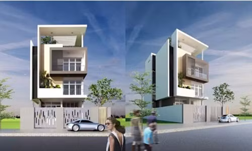  Mẫu nhà phố thiết kế hiện đại với hệ cổng lạ mắt vừa tăng tính thẩm mỹ vừa đảm bảo an ninh. Ảnh: Nhadepsang.