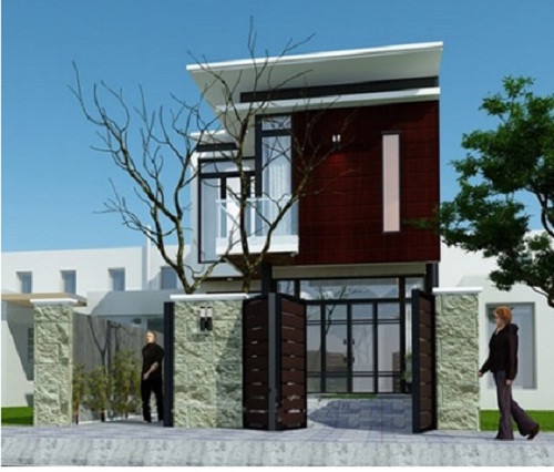 Gam màu trắng chủ đạo tạo nên vẻ đẹp nhẹ nhàng và trang nhã. Tầng 1 ốp đá granite màu đen tăng độ sang trọng và sáng bóng cho công trình. Ảnh: Nhadepktv.