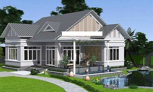 Mẫu biệt thự 1 tầng có gác lửng với 3 phòng ngủ mang phong cách độc đáo và tiết kệm không gian. Ảnh: Kientrucsuvietnam.