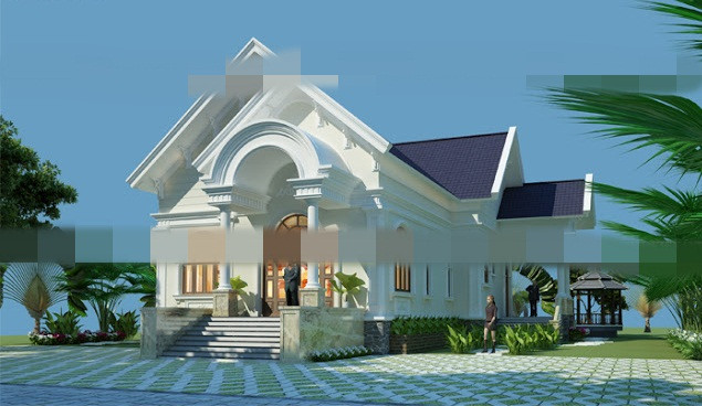 Biệt thự phố tân cổ điển sang trọng lấy chủ đạo từ màu trắng đậm. Ảnh: Kienanhvinh.