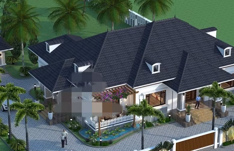  Biệt thự 1 tầng có sân vườn rộng rãi, kết hợp bể bơi 4 mùa hiện đại. Ảnh: Kiensang.