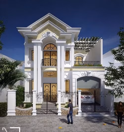 10 mau nha pho 2 tang kieu Phap dep dang cap