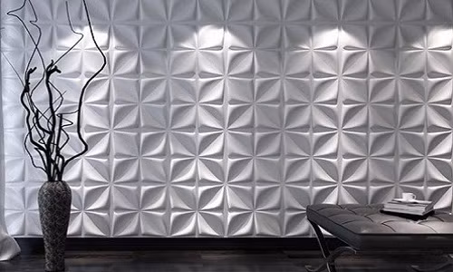 Mẫu xốp dán tường họa tiết nổi độc đáo. Ảnh: NND.