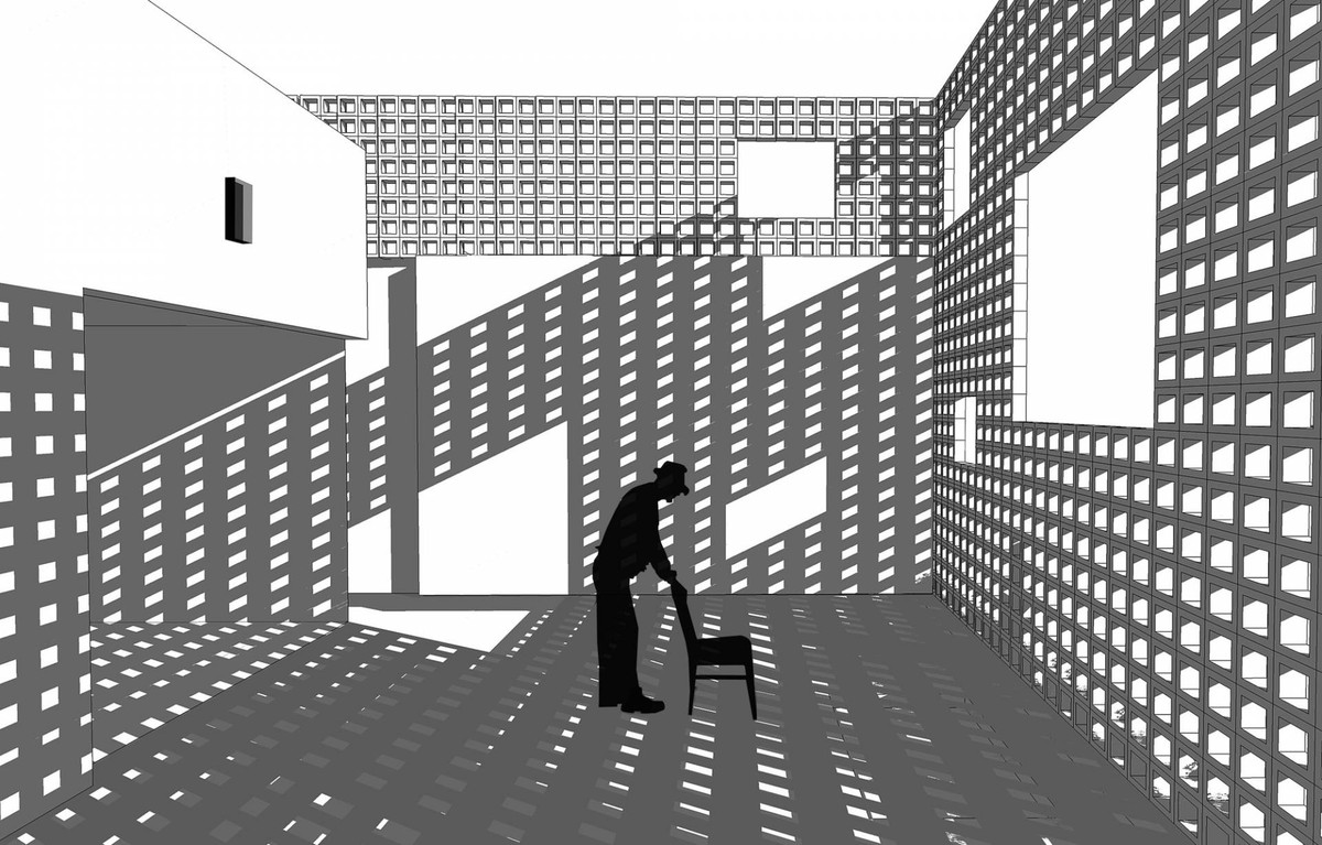 Bản vẽ công trình 3D phần tường gạch.