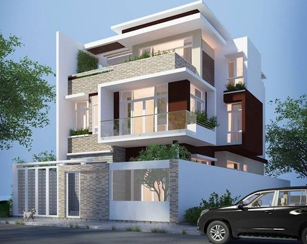 Ngoài bố cục hình khối đẹp, tỷ lệ chuẩn, biệt thự 3 tầng còn có không gian xanh thoáng mát. Ảnh: Kientrucsuvietnam.