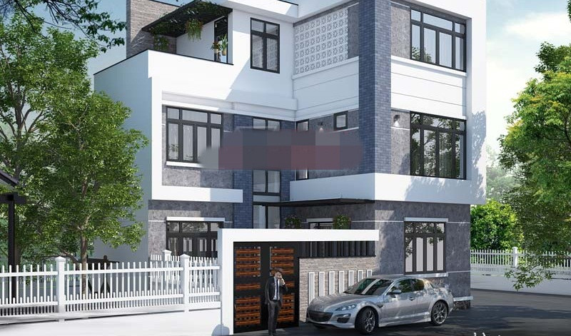 Vẻ đẹp mạnh mẽ, tinh tế của các khối nhà có tính kết nối với nhau chính là điểm đặc biệt của biệt thự 3 tầng. Ảnh: Angcovat.