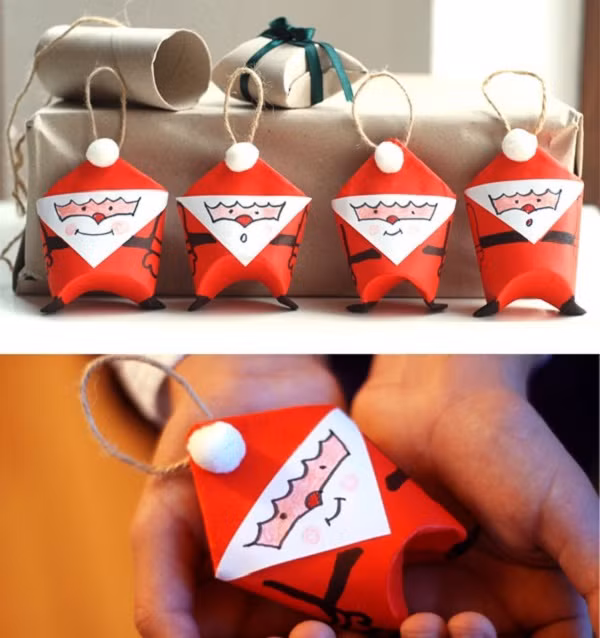 Ông già Noel là một phần quan trọng, không thể thiếu trong lễ Giáng sinh. Với một lõi giấy vệ sinh cũ, giấy màu, bút lông, kéo và keo, bạn sẽ có ngay món đồ trang trí Noel xinh xắn.