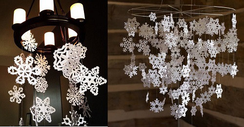 Thay vì sử dụng dây đèn, bạn cũng có thể sử dụng dây bông tuyết với những nét xinh xắn.