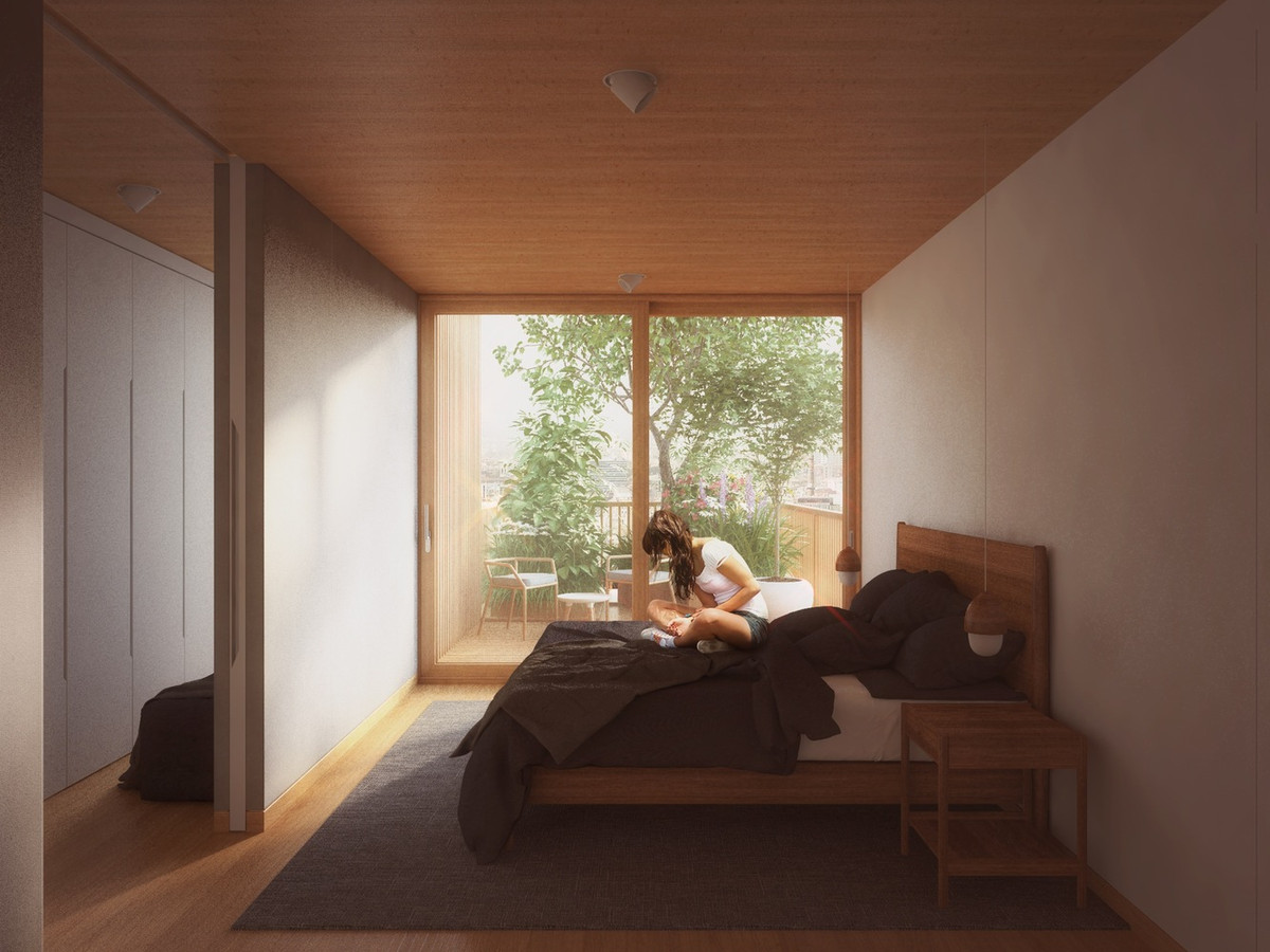 Phòng ngủ thoáng sáng với thiết kế mở. Nguồn ảnh: Dezeen.