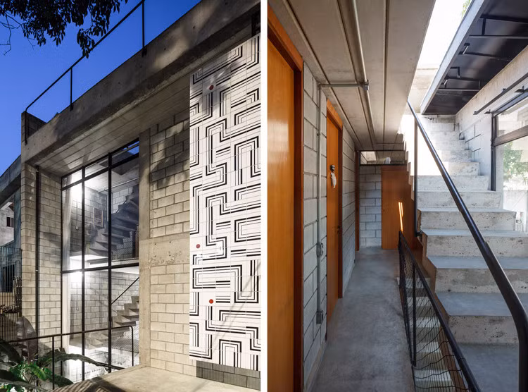 Cửa kính lớn mặt tiền giúp lấy ánh sáng tối đa. Nguồn ảnh: Archdaily.