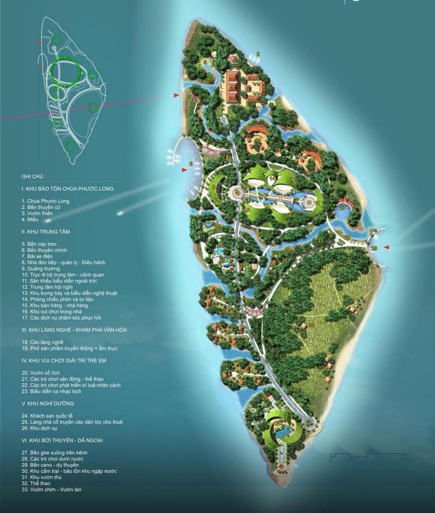 Dự án khu du lịch sinh thái kết hợp nghỉ dưỡng hơn 36 ha tại phường Long Bình, quận 9 của Ban quản lý khu Công viên lịch sử-văn hóa dân tộc có quy mô khách du lịch là 5.000 người, nhân viên là 500 người. Ảnh: Cafeland.