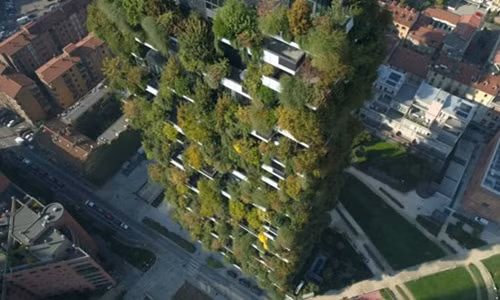 Thảm thực vật phủ kín tòa nhà Vertical Forest tương đương với một khu rừng rộng 20.000m2.