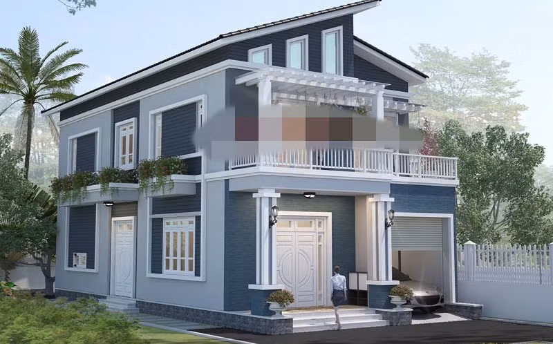 Công trình mang vẻ đẹp hiện đại, đơn giản từ hình khối đến màu sắc. Ảnh: Angcovat.