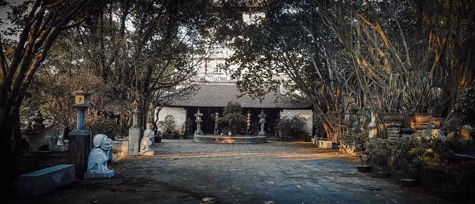 Việt Phủ Thành Chương được bao trọn trong muôn ngàn tán cây xanh lớn nhỏ đan quyện vào nhau, tạo nên không khí quanh năm mát mẻ. Ảnh: Zing.