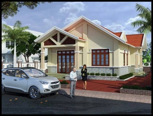 Nhà cấp 4 gác lửng chi phí xây dựng khoảng 300 triệu đồng, có thể hơn một chút tùy vào việc lựa chọn đồ nội thất của mỗi người. Nhà bố trí công năng sử dụng hợp lý với 3 phòng ngủ rộng rãi. Ảnh: Thoitrangwiki.