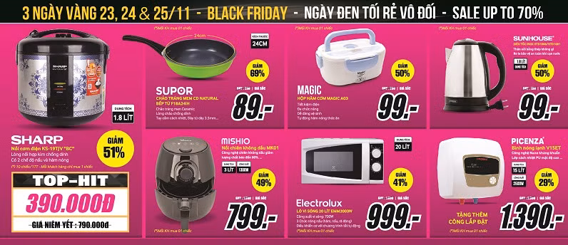 Cùng với đồ điện tử, các mặt gia dụng cũng được Mediamart giảm giá tới 50%. Ảnh: Mediamart.