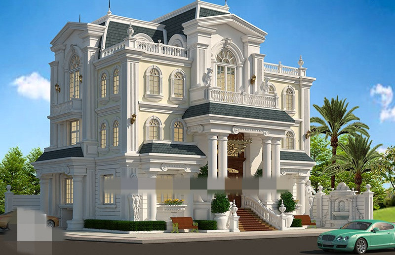 Trên diện tích đất 300m2, biệt thự có hình dáng chữ nhật với những đường nét cân đối hài hòa. Ảnh: Arcviet.