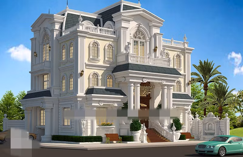 Trên diện tích đất 300m2, biệt thự có hình dáng chữ nhật với những đường nét cân đối hài hòa. Ảnh: Arcviet.