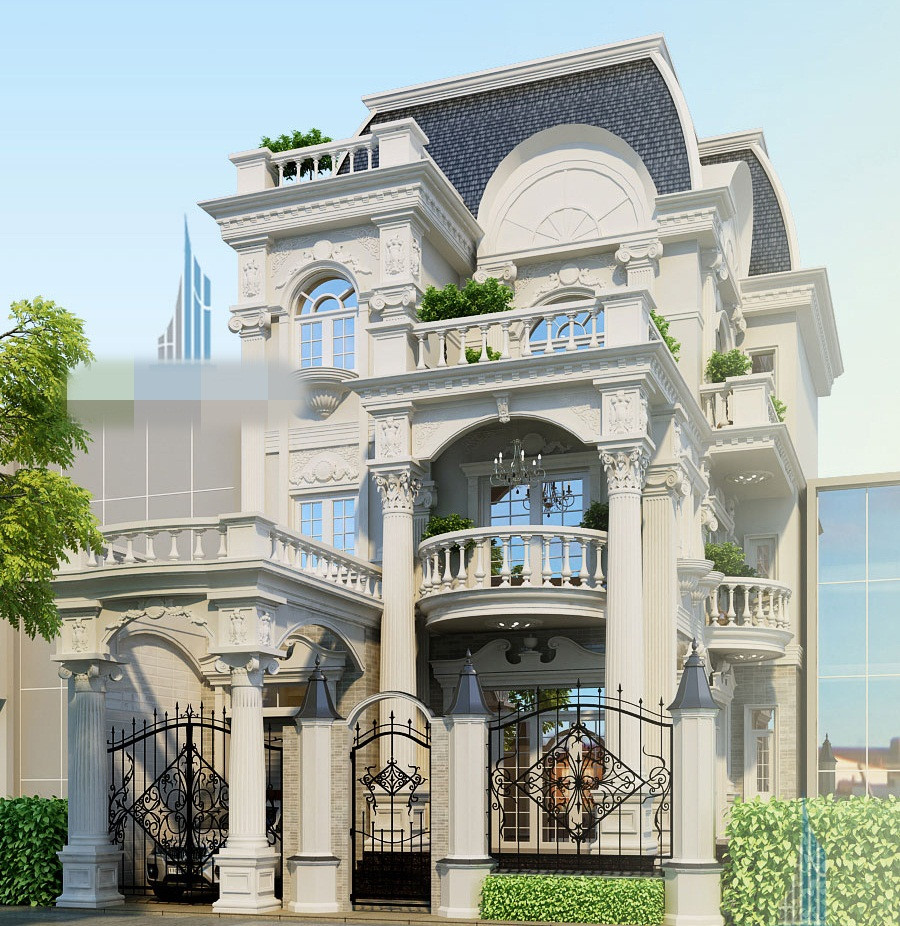 Gam màu trắng, màu be của gạch ốp chủ đạo xen kẽ màu đen của cổng rào tạo sự đối lập đồng thời toát lên vẻ cao sang, quyền quý. Ảnh: Phankienphat.