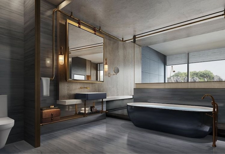 Phòng tắm rộng rãi và hiện đại.